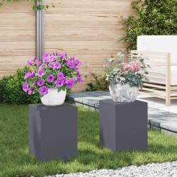 vidaXL kültéri növényállványok pillér 2 db antracit 24x24x35 cm acél (865808)