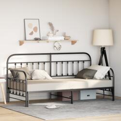 vidaXL Napágy Keret Dívánnal Fekete 90x190 cm Acél (42002637)