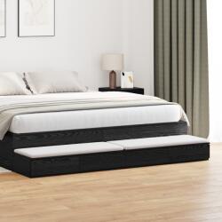 vidaXL Ágy Fiókok Fekete 180x36, 5x16, 5 cm Mérnöki Fa (866980) - vidaxl