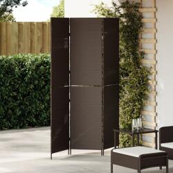 vidaXL Szobai Elválasztó 3 Paneles Összecsukható Barna 146x180 cm Poly Rattan (42003669)