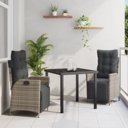 vidaXL 3 darabos kertibútor szett szürke polirattan (3380547) - vidaxl