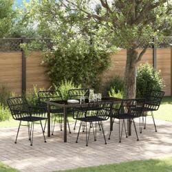 vidaXL 7 darabos Kerti Étkező Szett Fekete Poly Rattan (3379188) - vidaxl