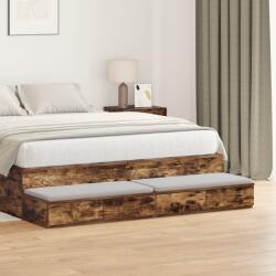 vidaXL Ágy Fiókok Füstölt Tölgy 135x36, 5x16, 5 cm Műanyag (866991) - vidaxl