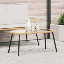 vidaXL Dohányzóasztal Természetes 90 x 45 x 42 cm Polirattan (4108268)