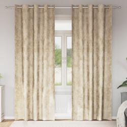 vidaXL Bársony Függönyök 2 db Gyűrűkkel Krém 260x140 cm (4107667)