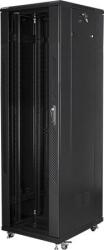 Lanberg FF01-6842-12B 19" 42U SZÉL: 600mm MÉLY: 800mm MAG: 2047mm lapraszerelt üvegajtós fekete rack szekrény (FF01-6842-12B) (FF01-6842-12B)