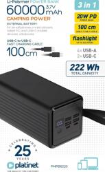 Platinet PMPB6020 60000mAh 20W PD PowerBank Black (PMPB6020) (PMPB6020)