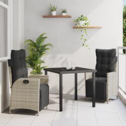 vidaXL 3 darabos Kerti Étkező Szett Világosszürke Poli Rattan (3380568) - vidaxl