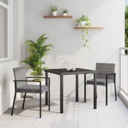 vidaXL 3 darabos Kerti Étkezőszett Szürke Polirattan (3379240) - vidaxl
