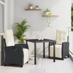 vidaXL 3 részes kert étkező szett fekete polirattan (3380414) - vidaxl