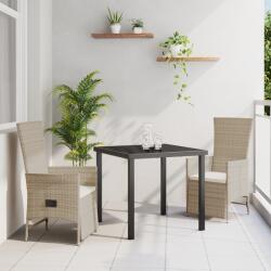 vidaXL 3 darabos kertibútor készlet párnákkal Bézs poli rattan (3379471) - vidaxl