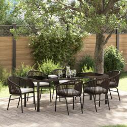 vidaXL 7 részes kerti étkezőszett barna poli rattan (3379357) - vidaxl