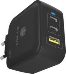 RaidSonic IB-PS1030-PD USB-A / 2x USB-C Hálózati Gyorstöltő Adapter 65W - Fekete (IB-PS1030-PD) (IB-PS1030-PD)