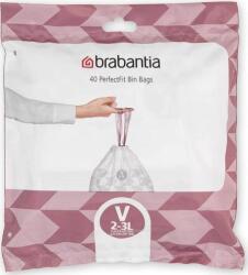 Brabantia PerfectFit szemeteszsák, V méret, 2-3L, visszazárható adagoló csomag, 40 zsák/csomag - 100253 (100253) (100253)