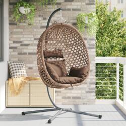 vidaXL Függő Tojás Szék Kosárral és Tartóval Barna Polyrattan (42003849) - vidaxl