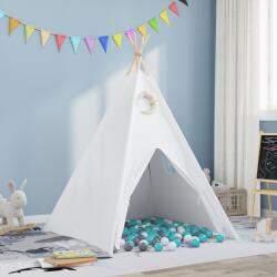 vidaXL Gyerek Teepee sátor táskával őszibarack & puha labdák bőrszínű fehér (3385871)