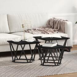 vidaXL Oldal asztalok 3 db Fekete Tölgy MDF (868279)
