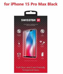 SWISSTEN Full Glue Apple iPhone 15 Pro Max üvegfólia - fekete (54501842) (54501842)