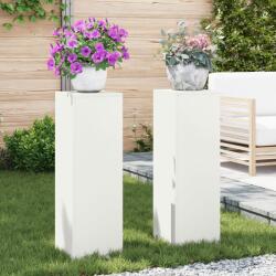vidaXL Kültéri Növénytartók Pillér 2 db Fehér 24x24x75 cm Acél (865821) - vidaxl