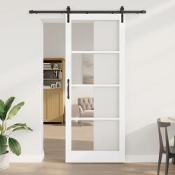 vidaXL Csúszó Ajtó Tartozék Szettel 'ORKDAL'Fehér Szilárd Fa és Üveg (3331844)