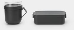 Brabantia Make & Take Lunch Box közepes méretű ételhordozó doboz, 1100 ml, szivárgás- és légmentes záródás, bepattintós (clip-on) zárómechanizmus, BPA mentes műanyag, sötétszürke - 202520 (206665) (206665)