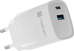 NATEC Ribera GaN USB-C / USB-A Hálózati töltő - Fehér (30W) (NUC-2140) (NUC-2140)