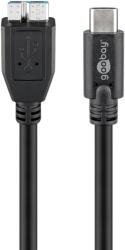 Goobay 67995 USB-C apa - Micro USB SuperSpeed apa 3.0 Adat és töltőkábel - Fekete (0.6m) (67995) (67995)