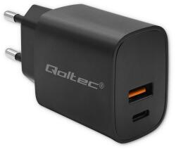 Qoltec 52377 Power Pro 1x USB Type-C / 1x USB Type-A GaN Hálózati töltő - Fekete (30W) (52377) (52377)