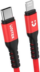 Unitek MFI Pro Lighning apa - USB-C apa Adat- és töltőkábel 1m - Piros (C14060RD) (C14060RD)