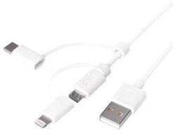 LogiLink CU0126 USB-A - Micro USB + Lightning + USB-C (apa - apa) kábel 1m - Fehér (CU0126) (CU0126)