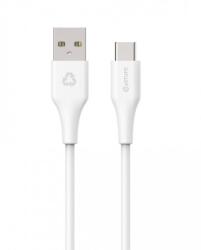 eSTUFF Infinite Super Soft USB Type-A apa - USB Type-C apa Adat és töltő kábel - Fehér (2m) (ES605270) (ES605270)