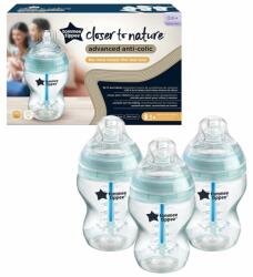 Tommee Tippee Advanced anti-colic műanyag lassú folyású cumisüveg 3 darabos készlet 260ml - Átlátszó