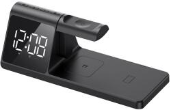 Havit W3042 3 az 1-ben Vezeték nélküli Töltő + Digitális óra 15W - Fekete (W3042) (W3042)
