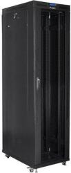 Lanberg 19" szabadon álló rack szekrény 47U/800X1000 üvegajtó, lapraszerelt, LCD kijelző, fekete (FF01-8047-12BL) (FF01-8047-12BL)