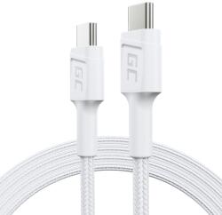 Green Cell KABGC30W USB Type-C apa - USB Type-C apa Adat és töltő kábel - Fehér (1.2m) (KABGC30W) (KABGC30W)