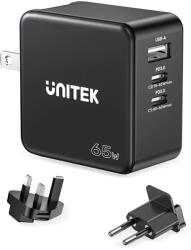 Unitek P1117B USB-A / 2x USB-C Hálózati töltő - Fekete (65W) (P1117B) (P1117B)