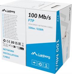 Lanberg F/UTP Cat5 RJ45 Patch kábel 100m - Szürke (LCF5-10CC-0100-S) (LCF5-10CC-0100-S)