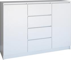 Topeshop Flóra 2A4F Komód - Fehér (2D4S BIEL KPL V2) (2D4S BIEL KPL V2)