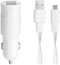 RIVACASE Rivapower VA4222 WD1 EN (2 USB /2.4 A) autós töltő MicroUSB kábellel fehér (4260403571583) (4260403571583) (4260403571583)