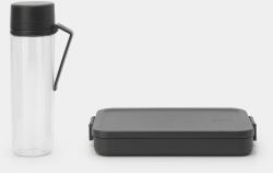 Brabantia Make & Take Break Set 2db-os szett vizespalack (500 ml) és lapos ételhordozó doboz (1100 ml), BPA mentes műanyag, sötétszürke - 206689 (206689) (206689)