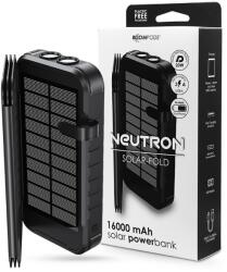 Boompods Univerzális hordozható, asztali akkumulátor töltő - Boompods Neutron Solar-Fold Power Bank - 2xUSB + Type-C + PD + QC3.0 - 16.000 mAh - fekete (PNFBLK) (PNFBLK)
