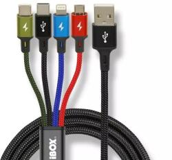 iBOX I-box IKUM4W1CLR USB-A apa - 2xUSB-C / MicroUSB / Lightning 2.0 Adat és töltő kábel - Fekete (1, 2m) (IKUM4W1CLR) (IKUM4W1CLR)