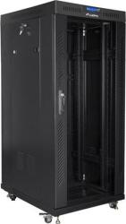 Lanberg FF01-8027-12BL 19" 27U SZÉL: 800mm MÉLY: 1000mm MAG: 1431mm lapraszerelt LCD üvegajtós fekete rack szekrény (FF01-8027-12BL) (FF01-8027-12BL)