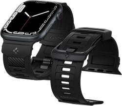 Spigen Rugged Apple Watch S1/2/3/4/5/6/7/8/SE Szilikon szíj 38/40/41 mm - Fekete (AMP02855) (AMP02855)