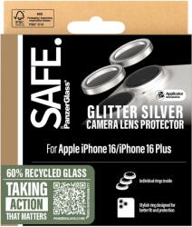 Panzer SAFE Camera Apple iPhone 16/16 Plus ezüst csillámos HoOps (SAFE95892) (SAFE95892)