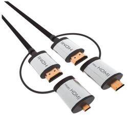 Platinet Kábel HDMI v1.4, 1, 5m miniHDMI és microHDMI adapterrel, fekete (OCHBA1G) (OCHBA1G)