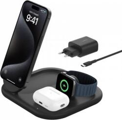 Belkin WIZ029VFBK 3in1 Magsafe Töltő 15W - Fekete (WIZ029VFBK) (WIZ029VFBK)