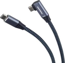 PremiumCord KU31CU1 USB-C apa - USB-C 90° apa Adat és töltő kábel - Fekete/Szürke (1m) (KU31CU1) (KU31CU1)