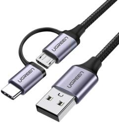UGREEN USB 2 az 1-ben Type-C / Micro USB kábel QC 3.0 1m fekete (30875) (UG30875) (UG30875)