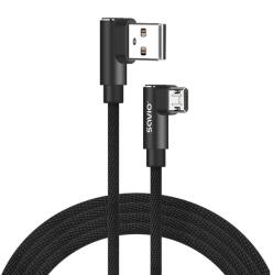 SAVIO USB-A 90° L apa - Micro USB 90° L apa Adat és töltő kábel 2m - Fekete (CL-162) (CL-162)